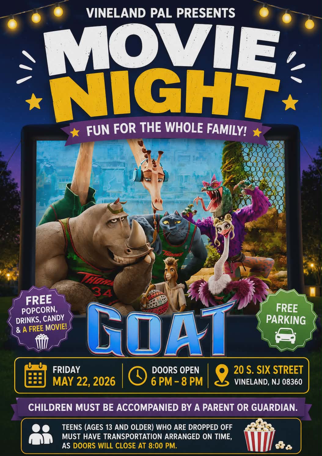Upcoming Vineland PAL event flyer